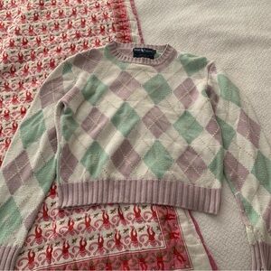 Ralph Lauren Mint and Lavender Argyle Sweater